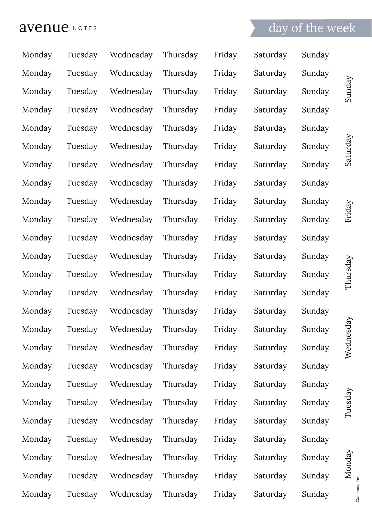 day of the week stickers