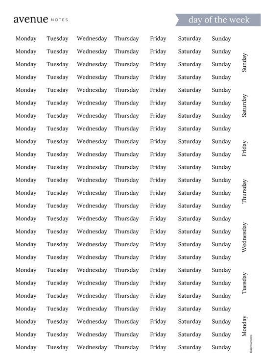 day of the week stickers